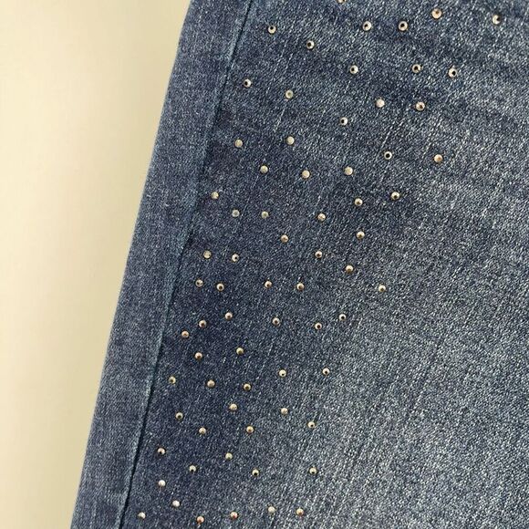 Rebecca Minkoff Dark Wash Studded Skinny Jeans Women’s Size 10 Mid Rise - Picture 4 of 16